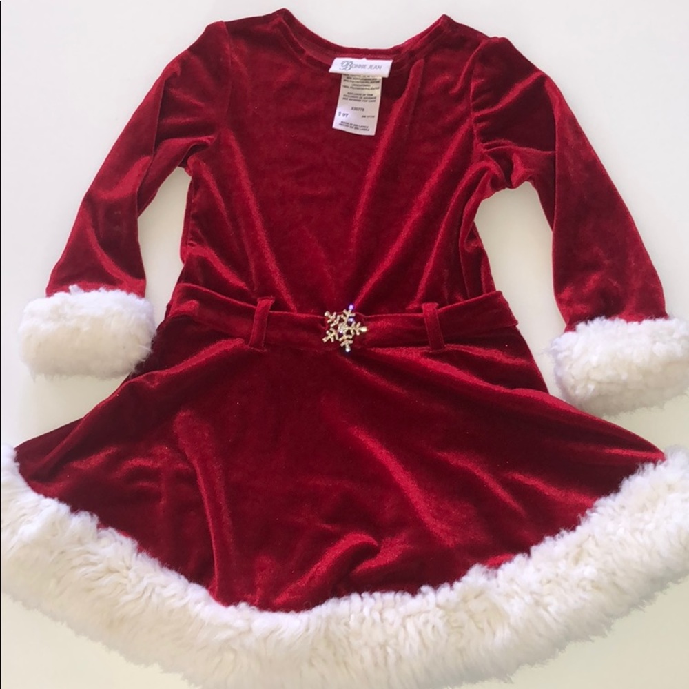 Santa 3T 90% polyester 10% spandex Red dress